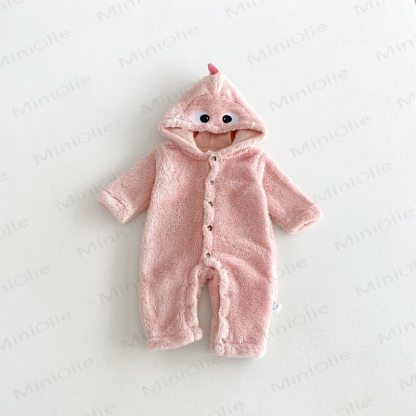 Baby Fleece Hood Snap Front Romper - Pink - 18-24M - image 8