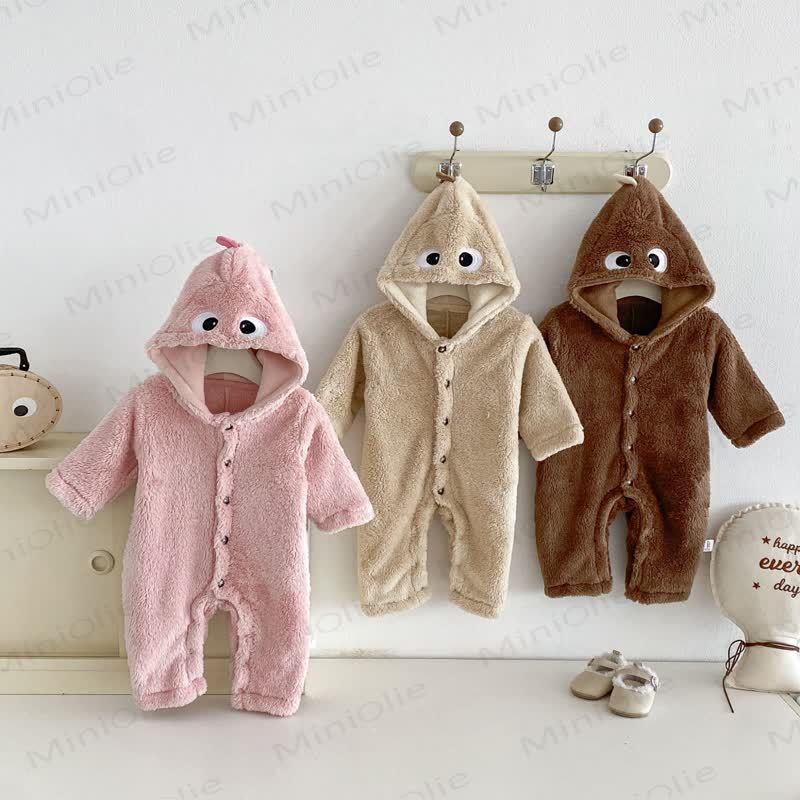 Baby Fleece Hood Snap Front Romper - image 1