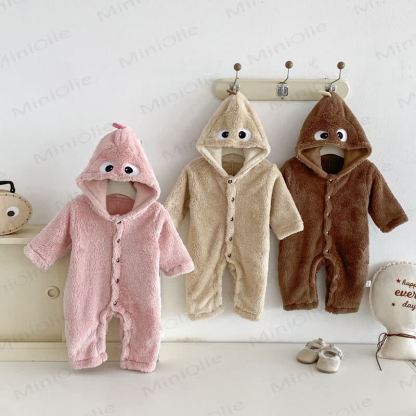 Baby Fleece Hood Snap Front Romper - image 1