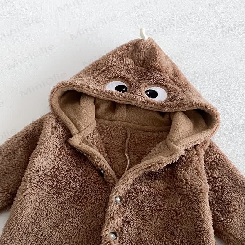 Baby Fleece Hood Snap Front Romper - image 10