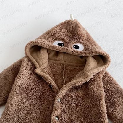 Baby Fleece Hood Snap Front Romper - image 10