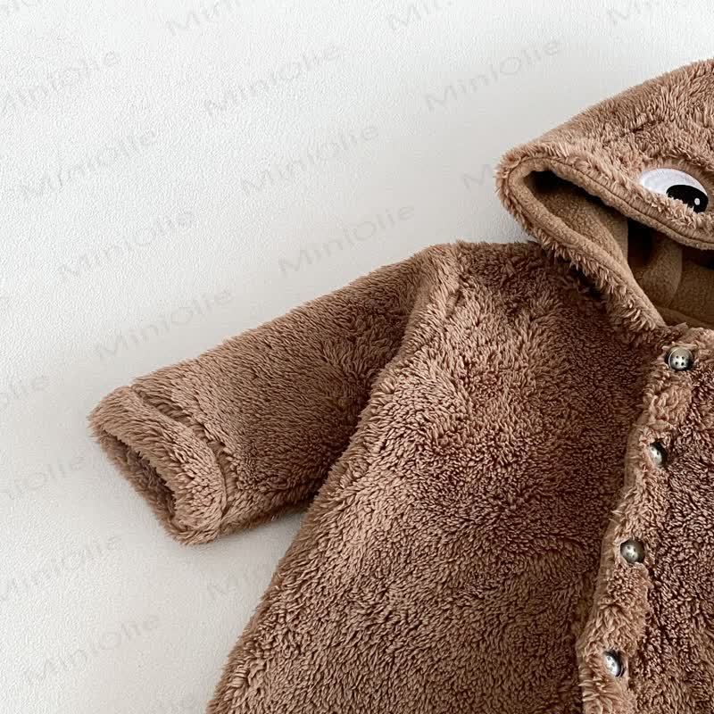 Baby Fleece Hood Snap Front Romper - image 12