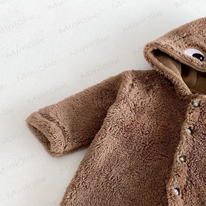 Baby Fleece Hood Snap Front Romper - image 12