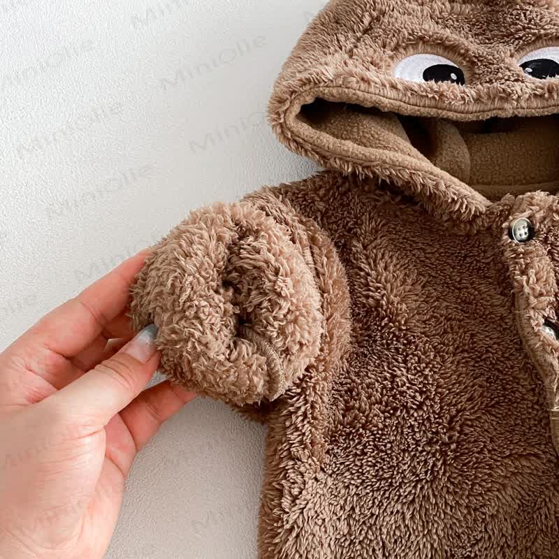 Baby Fleece Hood Snap Front Romper - image 11