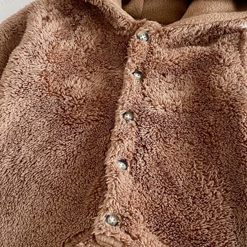 Baby Fleece Hood Snap Front Romper - image 14