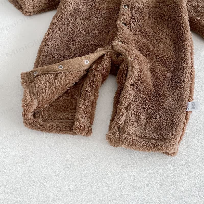 Baby Fleece Hood Snap Front Romper - image 16