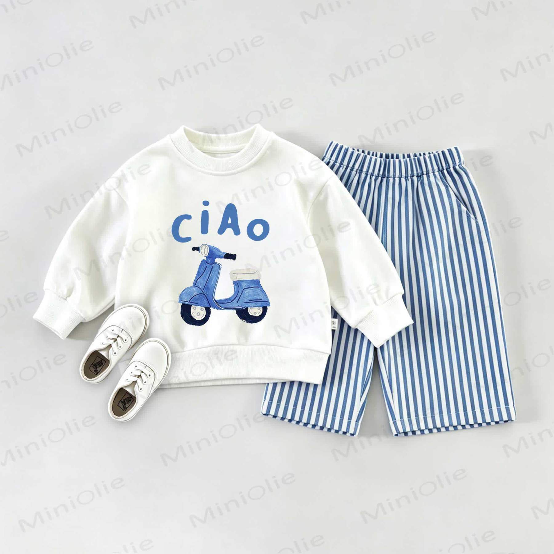 CIAO Baby Sweatshirt 2-piece Set - White&Blue - 2-3T - image 1