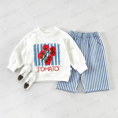 TOMATO Baby Sweatshirt 2-piece Set - White&Blue - 2-3T - image 1