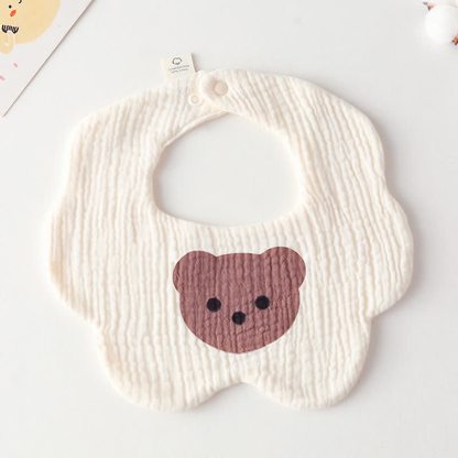  Baby Muslin Cotton Bear Bib - Beige - 0-12M - image 1