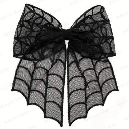 1PC Baby Halloween Mesh Hair Clip - Black Spiderweb - image 2