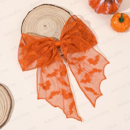 1PC Baby Halloween Mesh Hair Clip - Orange Bat - image 8