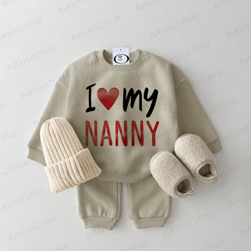 I LOVE MY NANNY Baby Sweatshirt 2-piece Grey Green Set - Grey Green - 2-3T - image 1