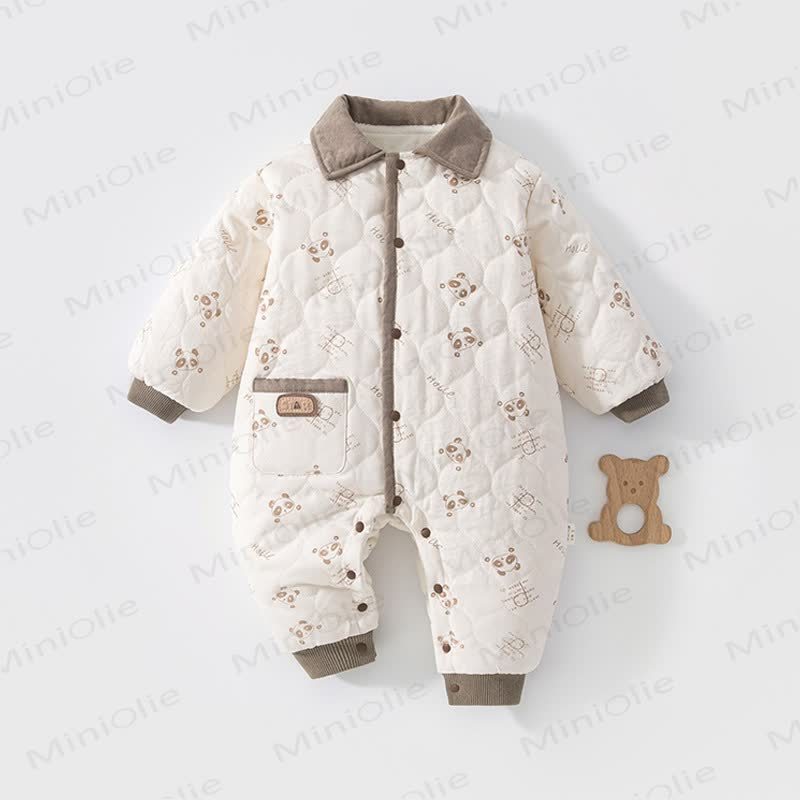 Baby Quilted Ruffle Trim Romper - Gray - 18-24M - image 4