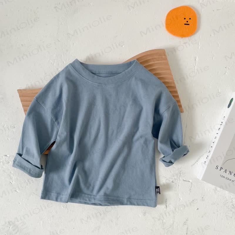 Toddler Crewneck Long Sleeve Solid Color T-Shirt - Light Blue - 8-9T - image 9
