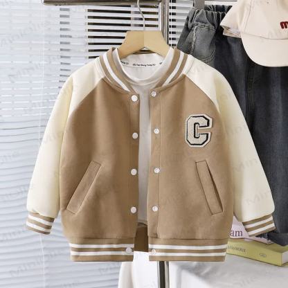 Toddler Snap Front Varsity Outerwear - Brown - 10-11T - image 3
