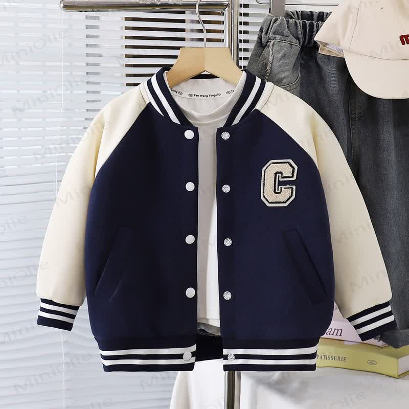 Toddler Snap Front Varsity Outerwear - Navy - 10-11T - image 4