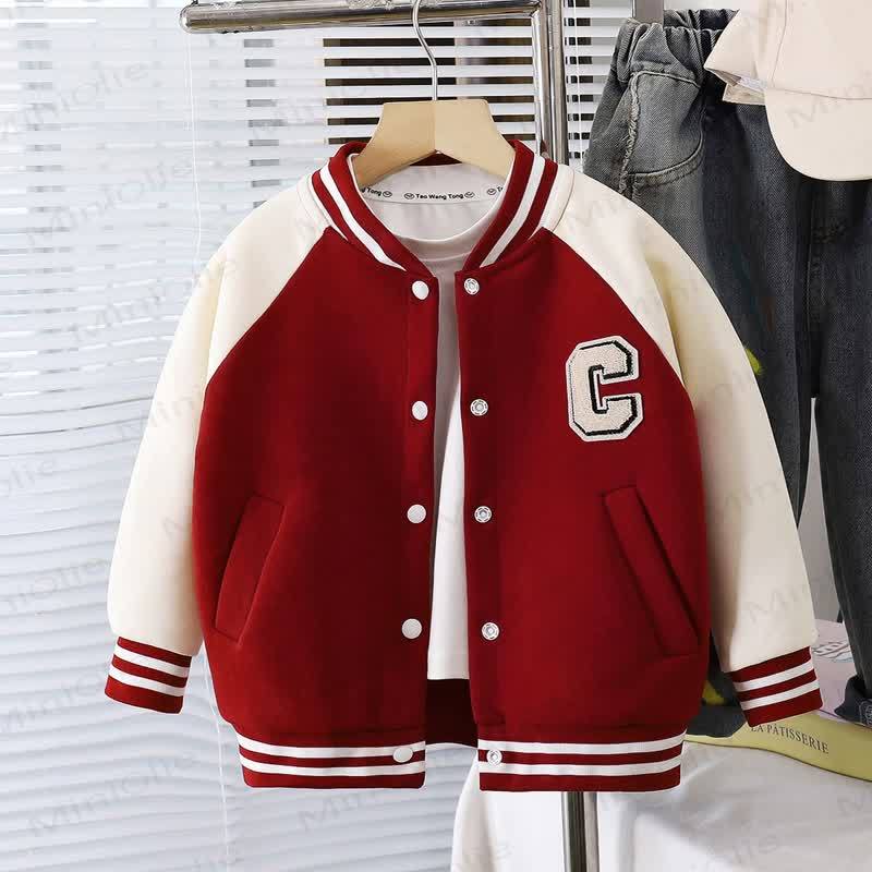 Toddler Snap Front Varsity Outerwear - Red - 10-11T - image 5