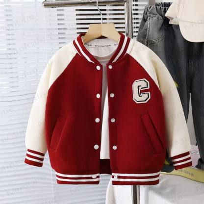 Toddler Snap Front Varsity Outerwear - Red - 10-11T - image 5