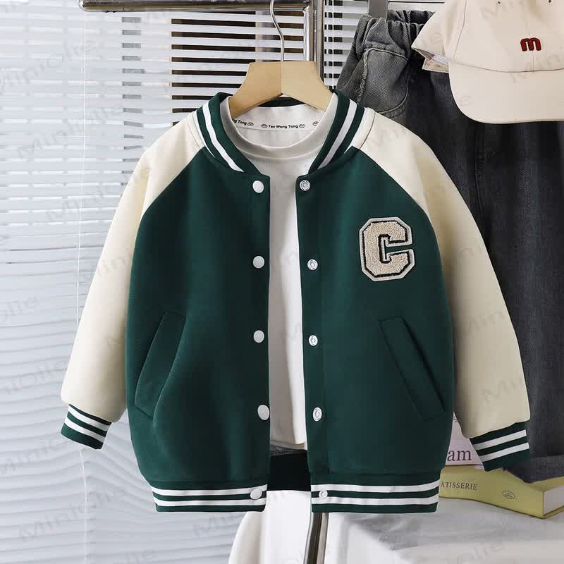 Toddler Snap Front Varsity Outerwear - Green - 10-11T - image 6