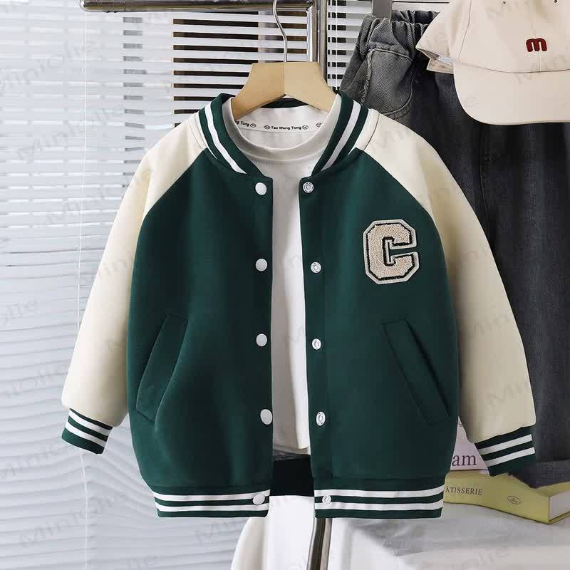 Toddler Snap Front Varsity Outerwear - Green - 10-11T - image 6