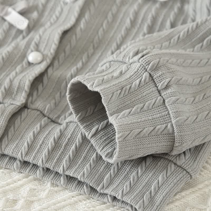 Toddler Girl Gray Bow Knit Cardigan and Pleated Skirt 2-piece Set - image 5