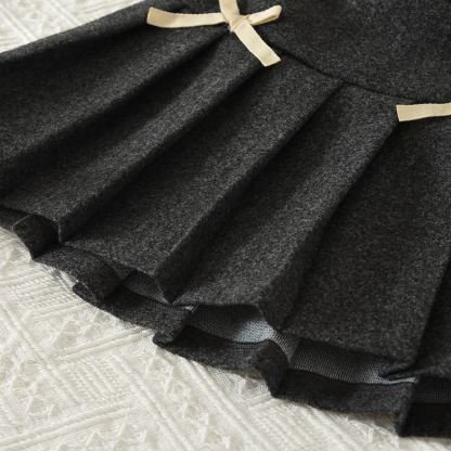 Toddler Girl Gray Bow Knit Cardigan and Pleated Skirt 2-piece Set - image 8