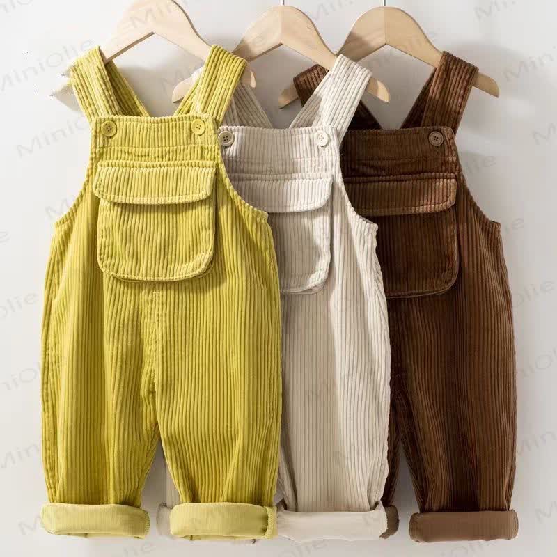 Baby Solid Color Corduroy Pocket Bib Overalls - image 1