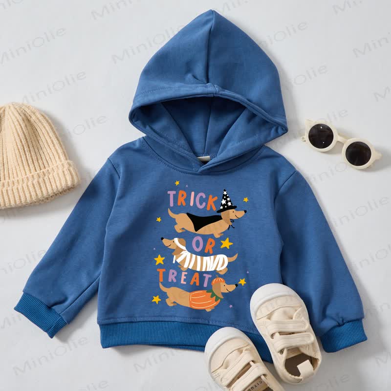 TRICK OR TREAT Baby Toddler Puppy Print Blue Hoodie Sweatshirt - Blue - 3-5T - image 1