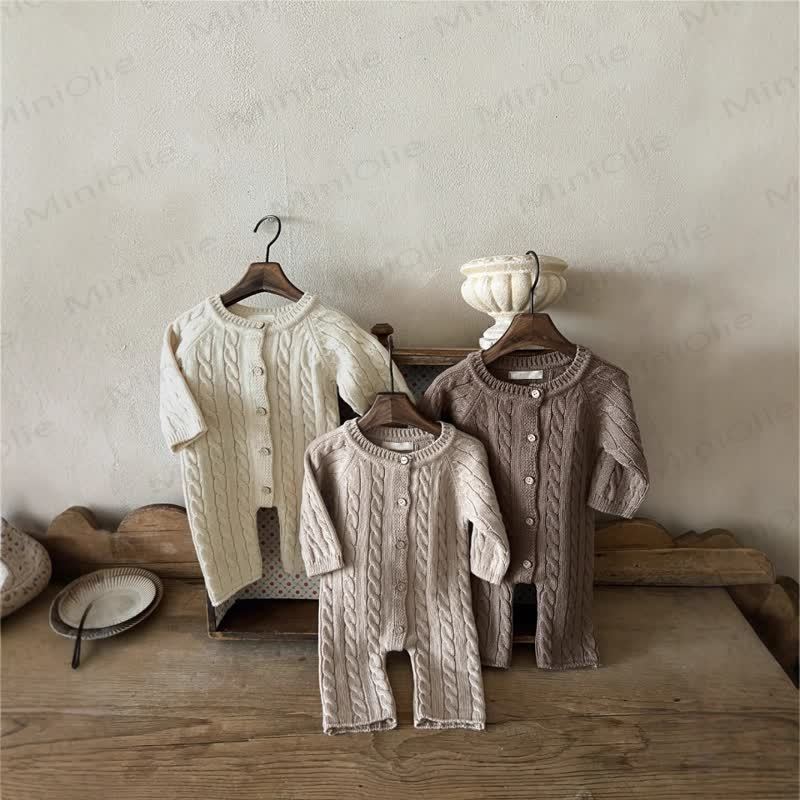Baby Knit Button Front Romper Set - image 2
