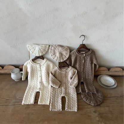 Baby Knit Button Front Romper Set - image 1