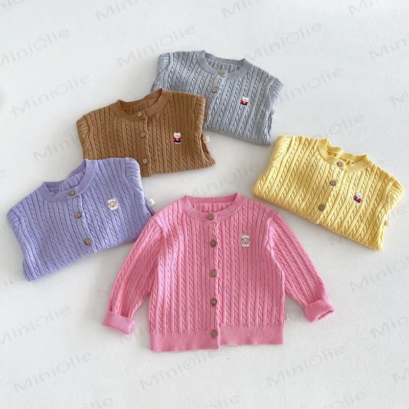 Baby Toddler Cable Knit Crew Neck Cardigan Sweater - image 3