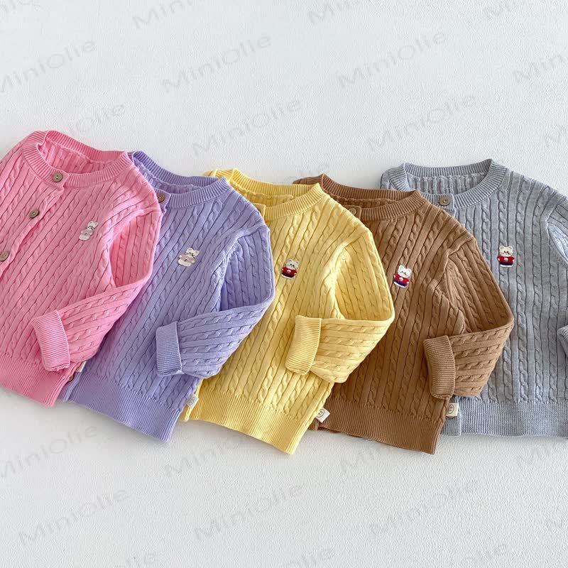 Baby Toddler Cable Knit Crew Neck Cardigan Sweater - image 2