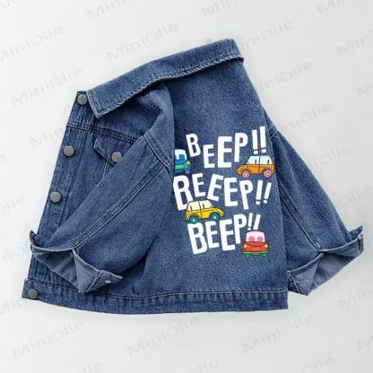 BEEP!! BEEEP!! BEEP!! Toddler Kid Car Print Denim Jacket - Blue - 10-11T - image 1