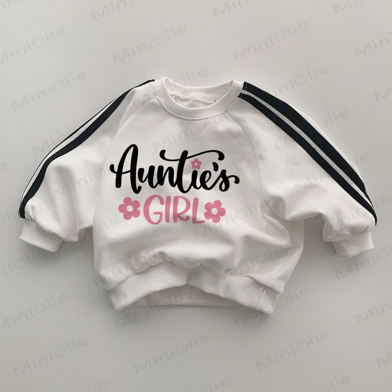 AUNTIE'S GIRL Baby Black Striped Sleeve White Sweatshirt - White - 2-3T - image 1