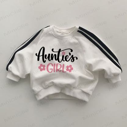 AUNTIE'S GIRL Baby Black Striped Sleeve White Sweatshirt - White - 2-3T - image 1