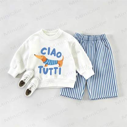 CIAO TUTTI Baby Sweatshirt 2-piece Set - White&Blue - 2-3T - image 1