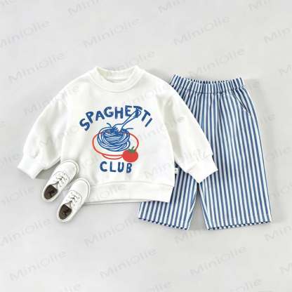 SPAGHETTI CLUB Baby Sweatshirt 2-piece Set - White&Blue - 2-3T - image 1