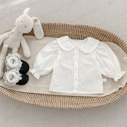 Baby Polka Dot Pinafore Dress and Lace Blouse - White - 4-5T - image 3