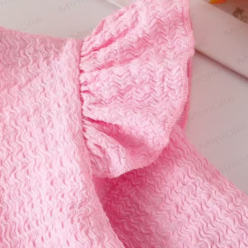 Toddler Girl Pink Ruffle Sleeve Top and Denim Pants 2-piece Set - image 4