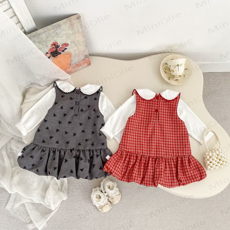 Baby Gingham Bow Dress and White Blouse - image 2
