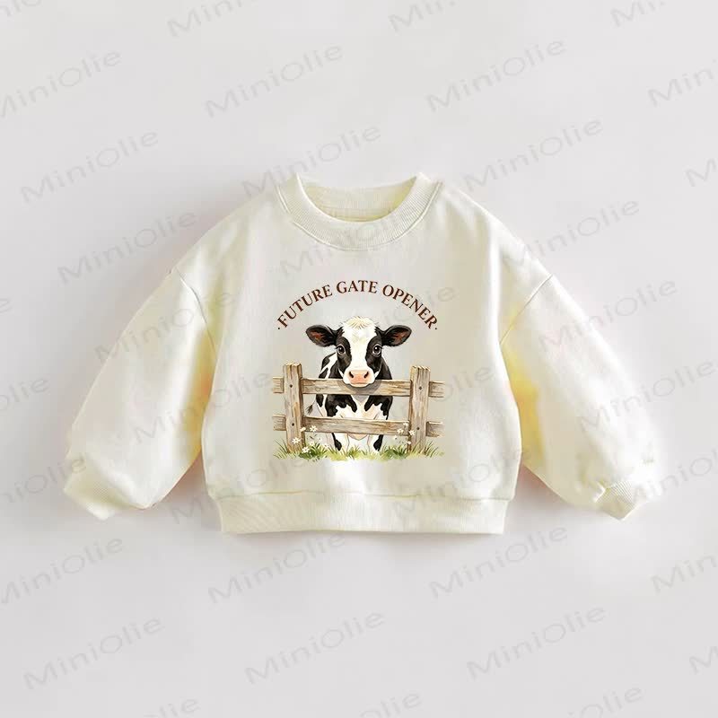 FUTURE GATE OPENER Baby Toddler Cow Cream Sweatshirt - Cream - 3-5T - image 1