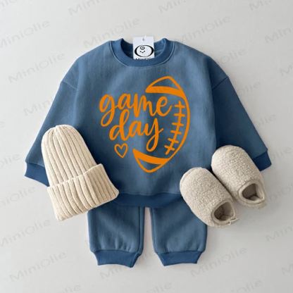 GAME DAY Baby Rugby Sweatshirt 2-piece Blue Set - Blue - 2-3T - image 1