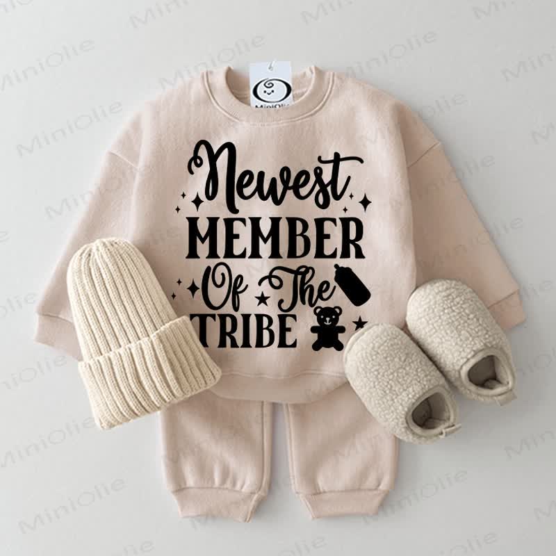 NEWEST MEMBER OF THE TRIBE Baby 2-piece Beige Set - Beige - 2-3T - image 1