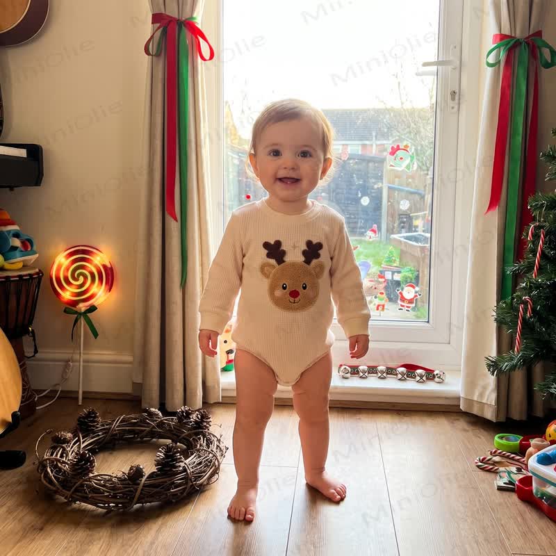 Baby Reindeer Waffle Bodysuit - Beige - 12-18M - image 8