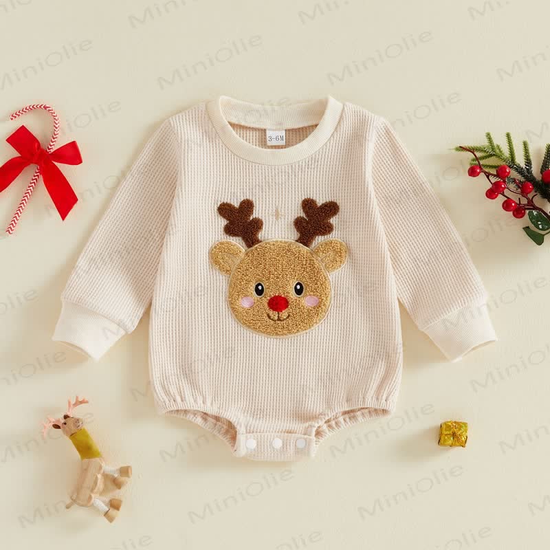 Baby Reindeer Waffle Bodysuit - image 1
