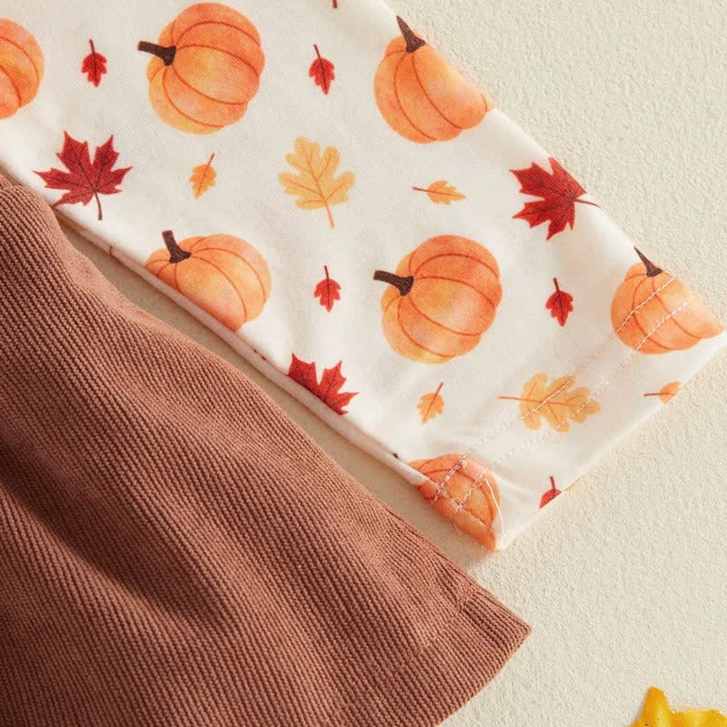 Baby Pumpkin Turkey Corduroy Suspender Bodysuit with Headband - image 6