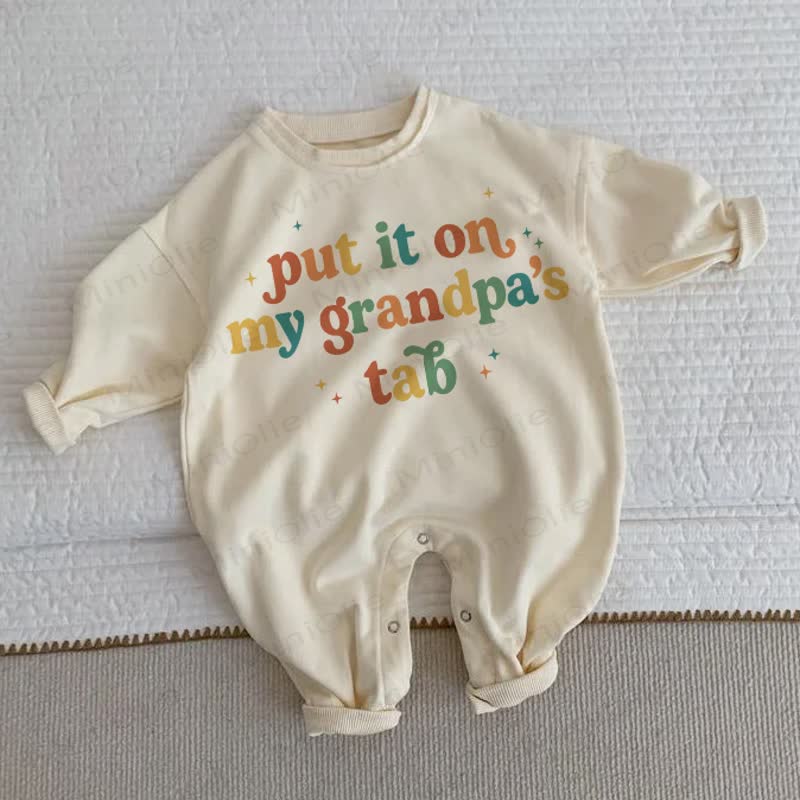 PUT IT ON MY GRANDPA'S TAB Baby Beige Romper - Beige - 2-3T - image 1