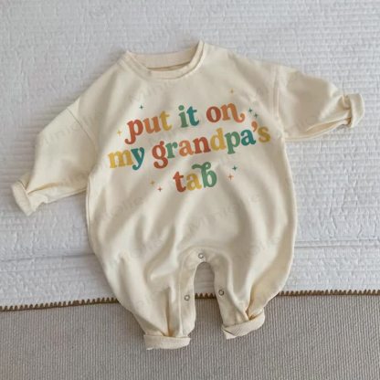 PUT IT ON MY GRANDPA'S TAB Baby Beige Romper - Beige - 2-3T - image 1
