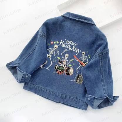 HAPPY HALLOWEEN Toddler Kid Skeleton Print Denim Jacket - image 2