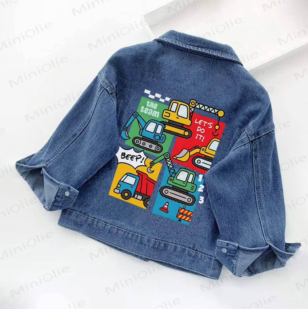 THE TEAM LET'S DO IT! BEEP! Toddler Kid Vehicle Print Denim Jacket - image 2